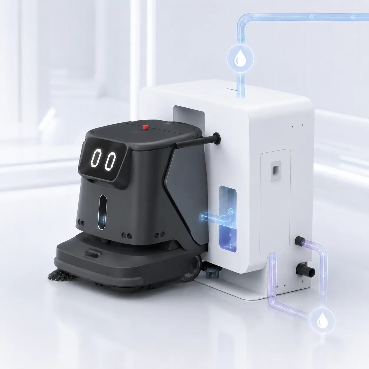 PUDU CC1 auto water refill and drainage