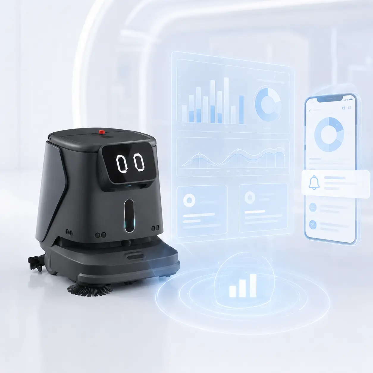 PUDU CC1 digital cleaning reports and app alerts