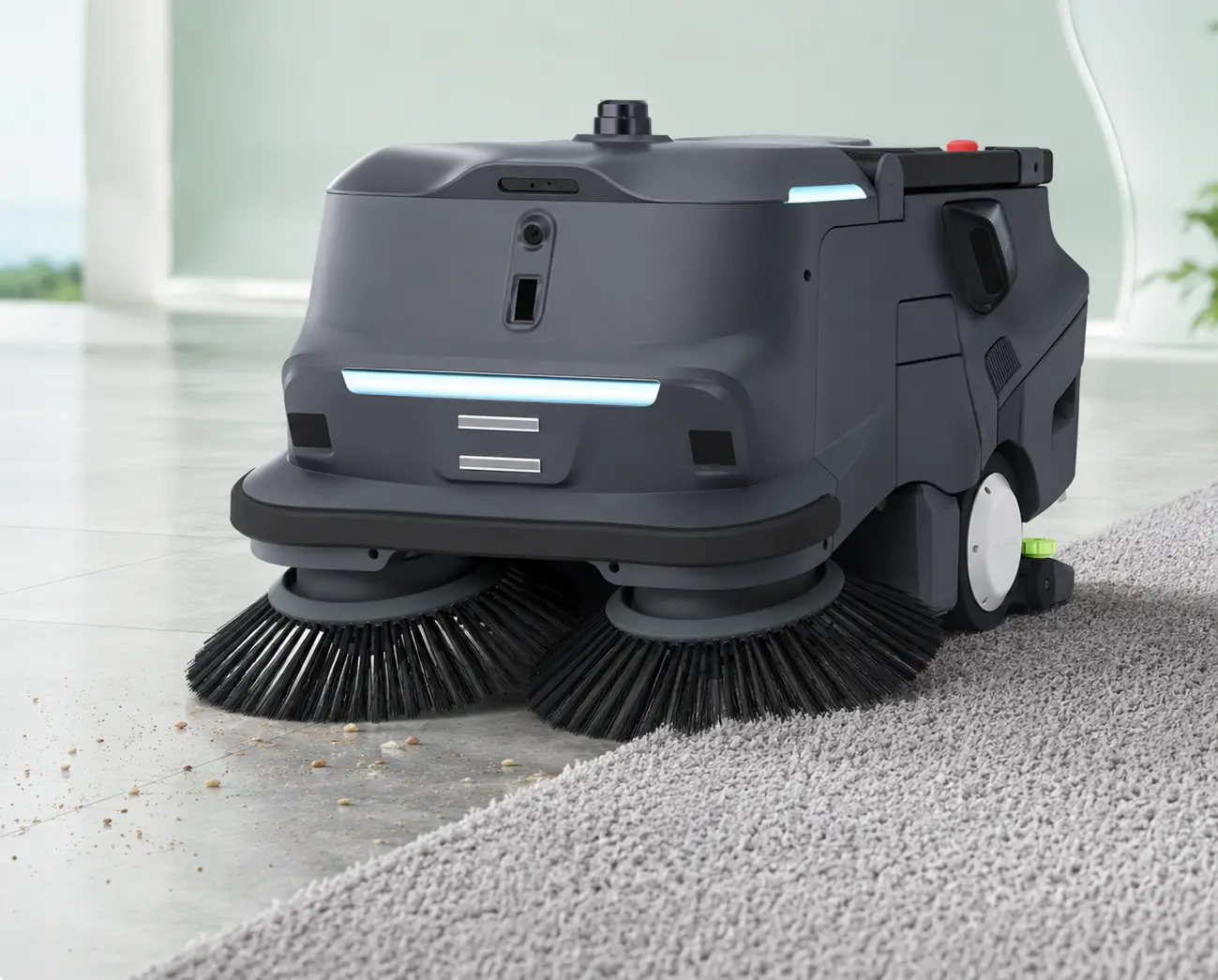 PUDU MT1 Vac cleaning across hard floors and carpet