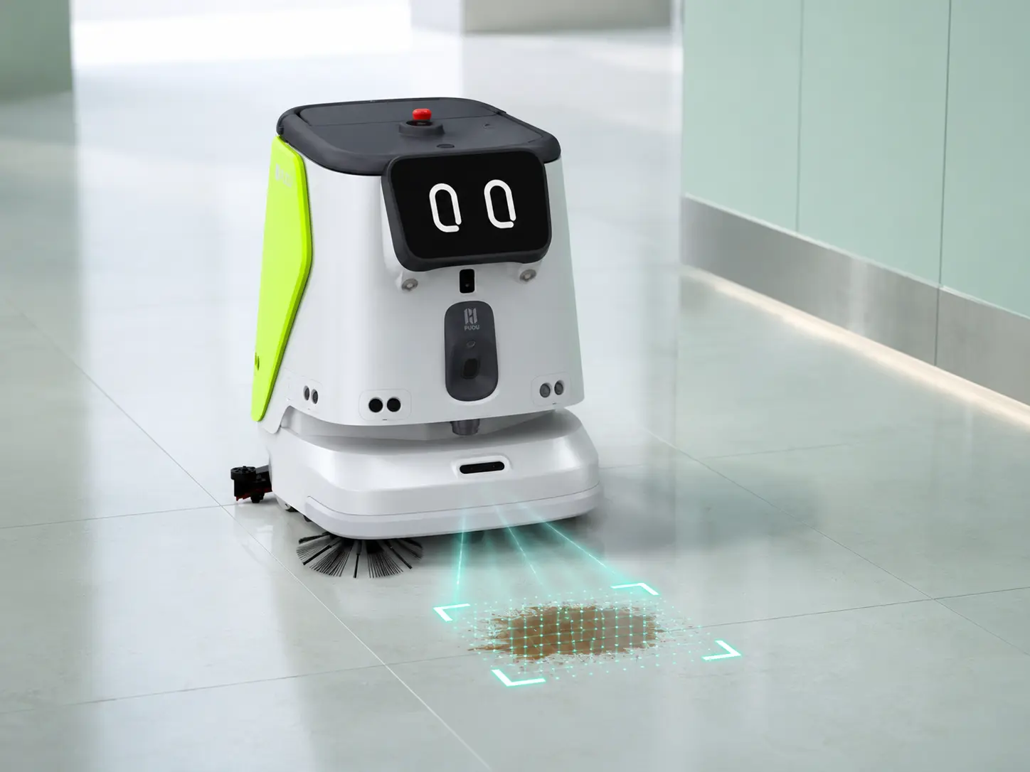 PUDU CC1 Pro AI spot scrubbing