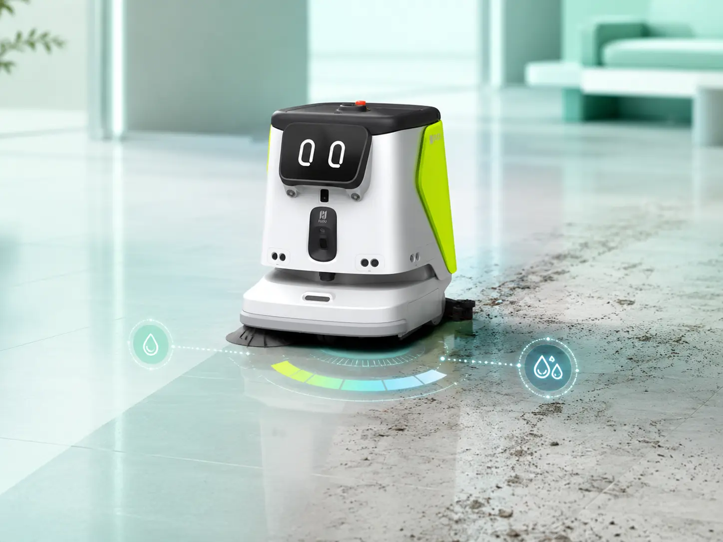 PUDU CC1 Pro AI cleaning intensity control