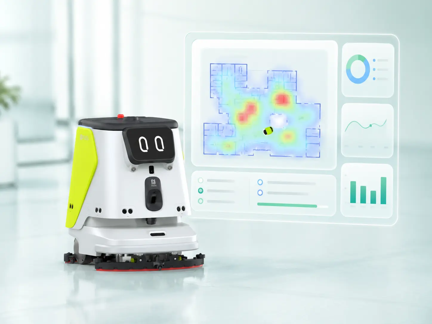 PUDU CC1 Pro cleaning heatmaps and operation dashboard