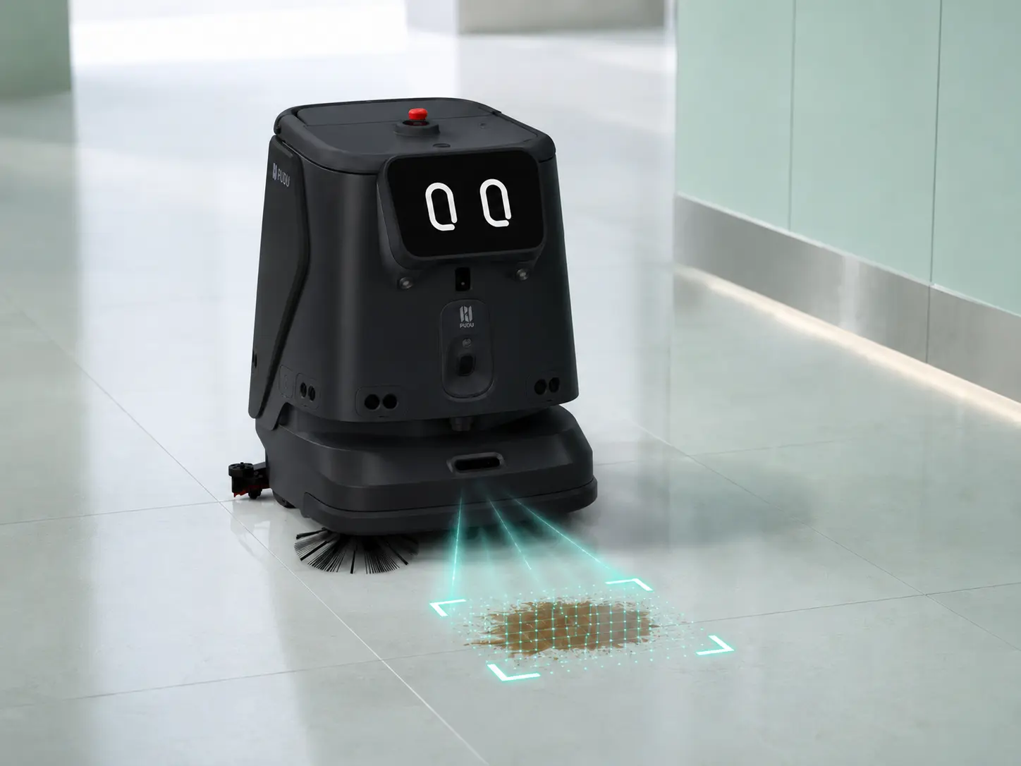 PUDU CC1 Pro AI spot scrubbing