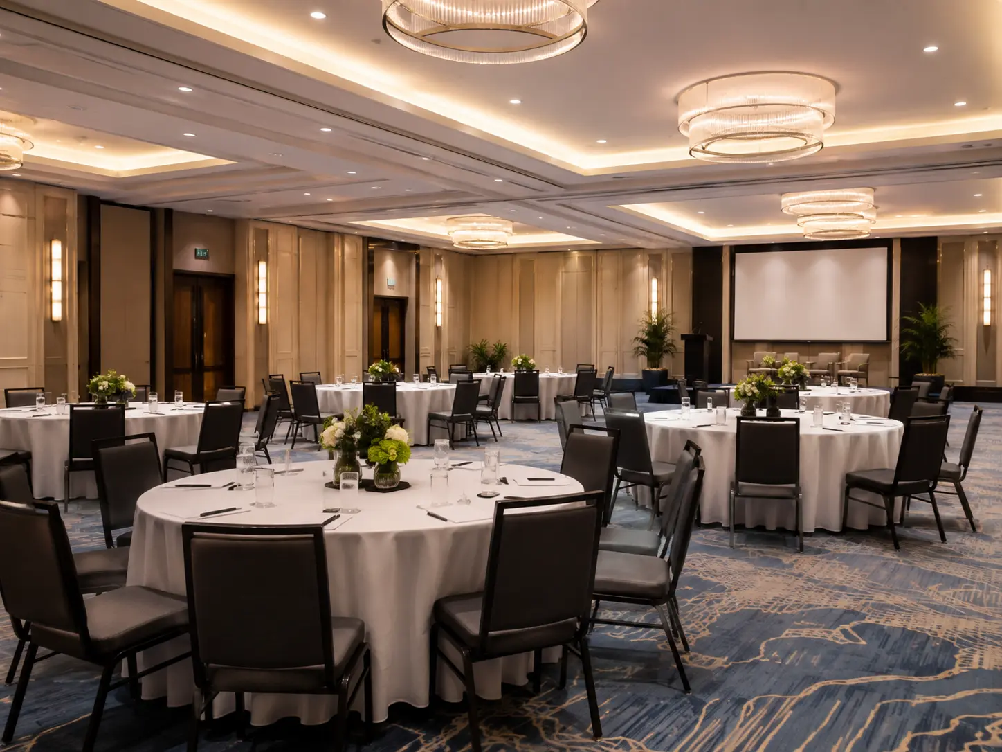 Function room and conference space set for an event