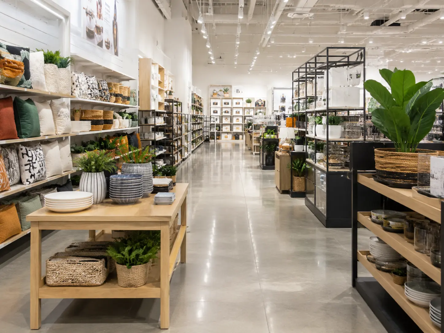 Retail sales floor and aisle being cleaned