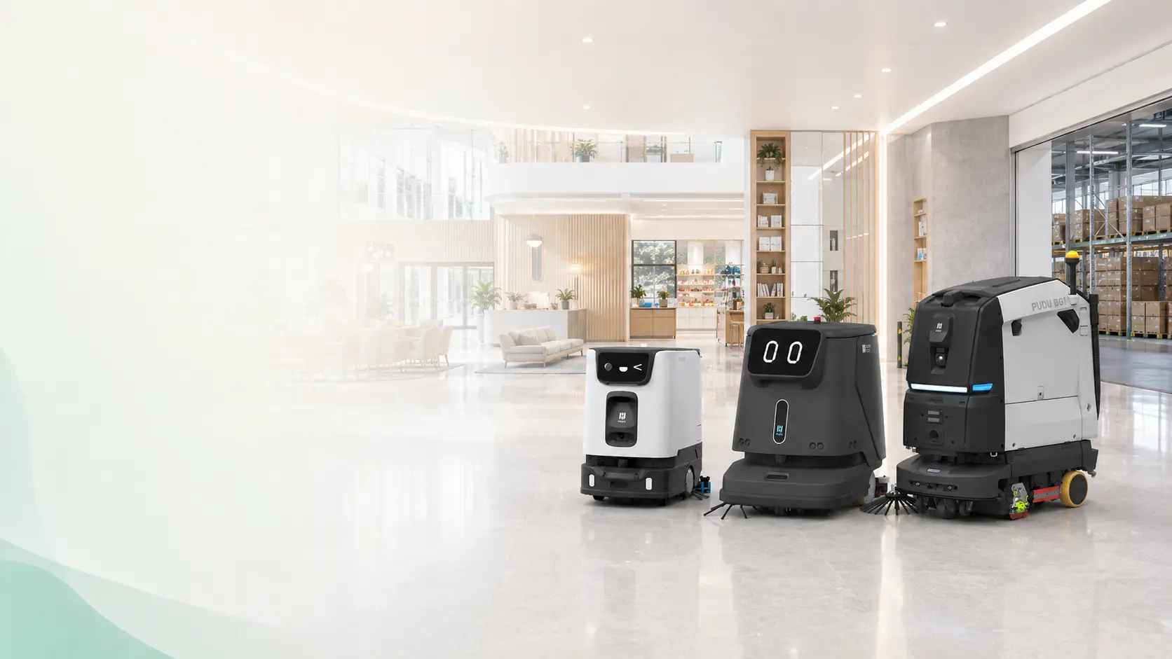 Purozo commercial cleaning machines and cleaning robots working across different environments