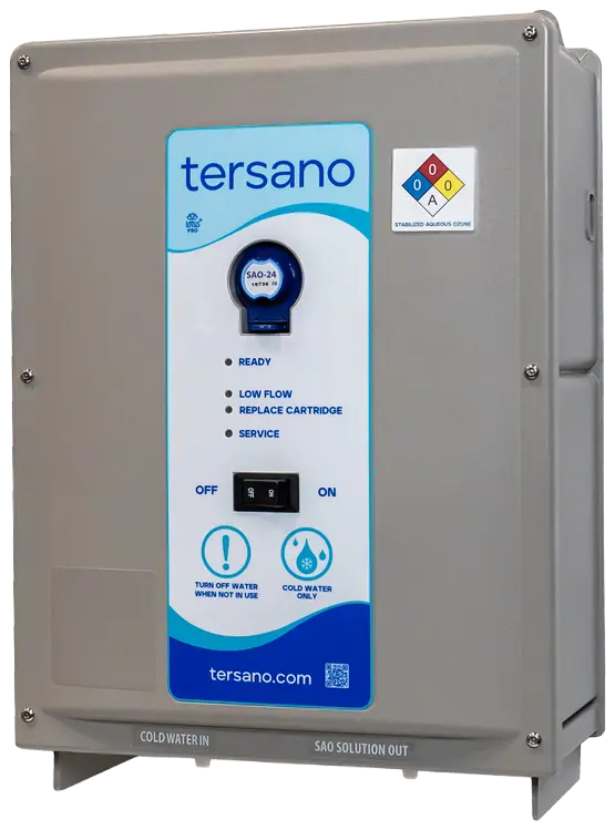 Tersano on demand cleaning system mounted on a wall