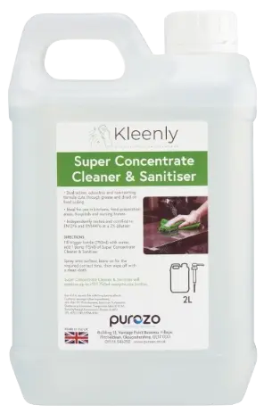 Super concentrate cleaning chemicals and a refillable trigger bottle