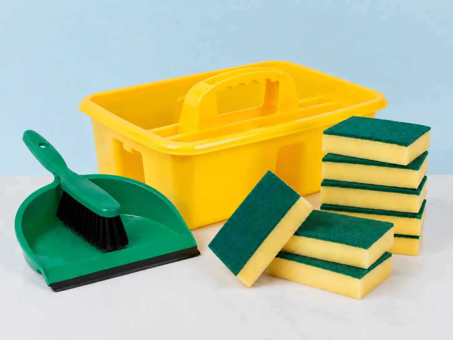 Janitorial accessories including buckets, trolleys and spray bottles