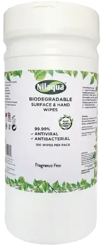 Hand and surface bio wipes canister, 6 x pack of 100