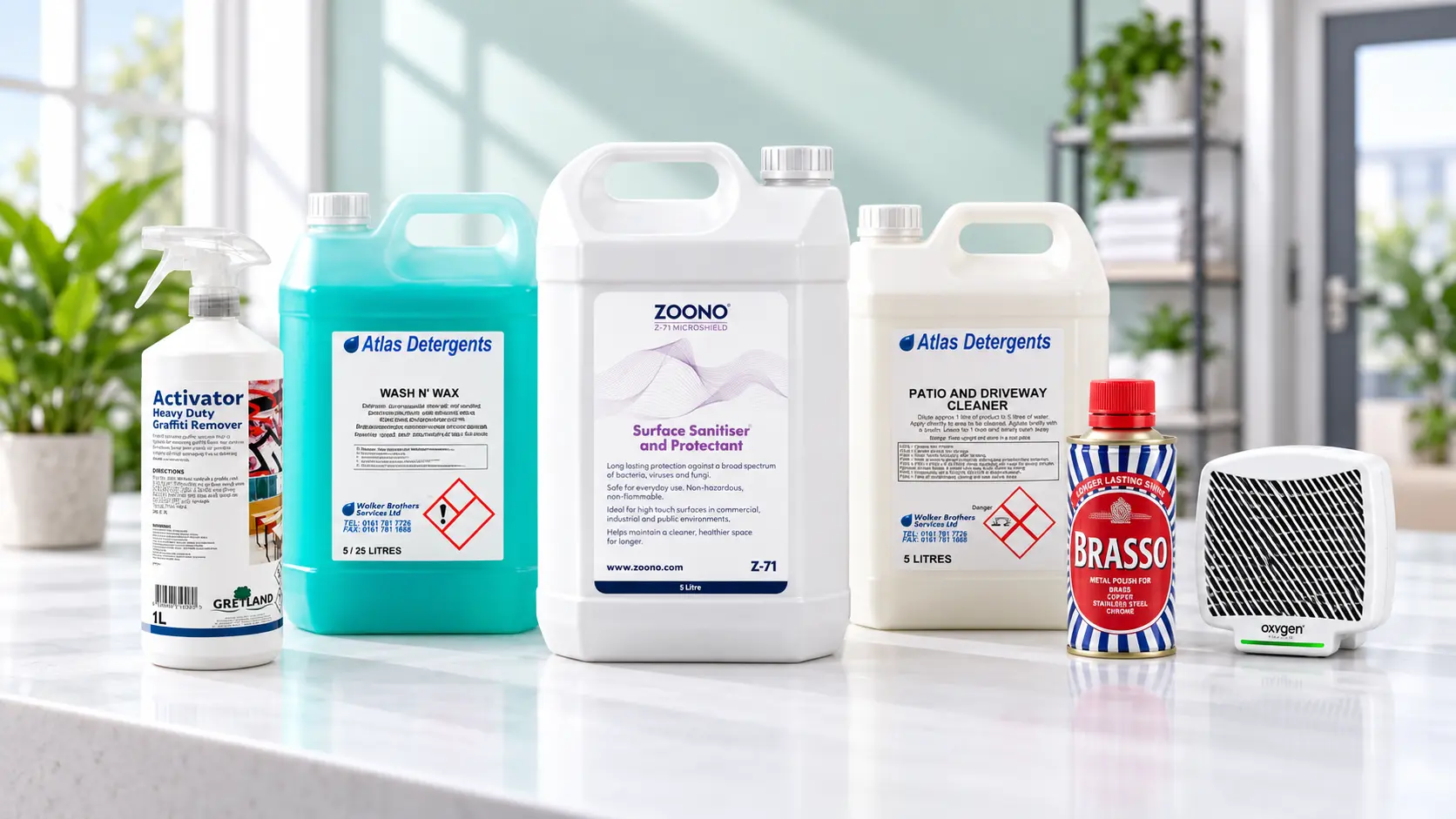 Drain cleaner, mould treatment and odour control products used on a commercial site