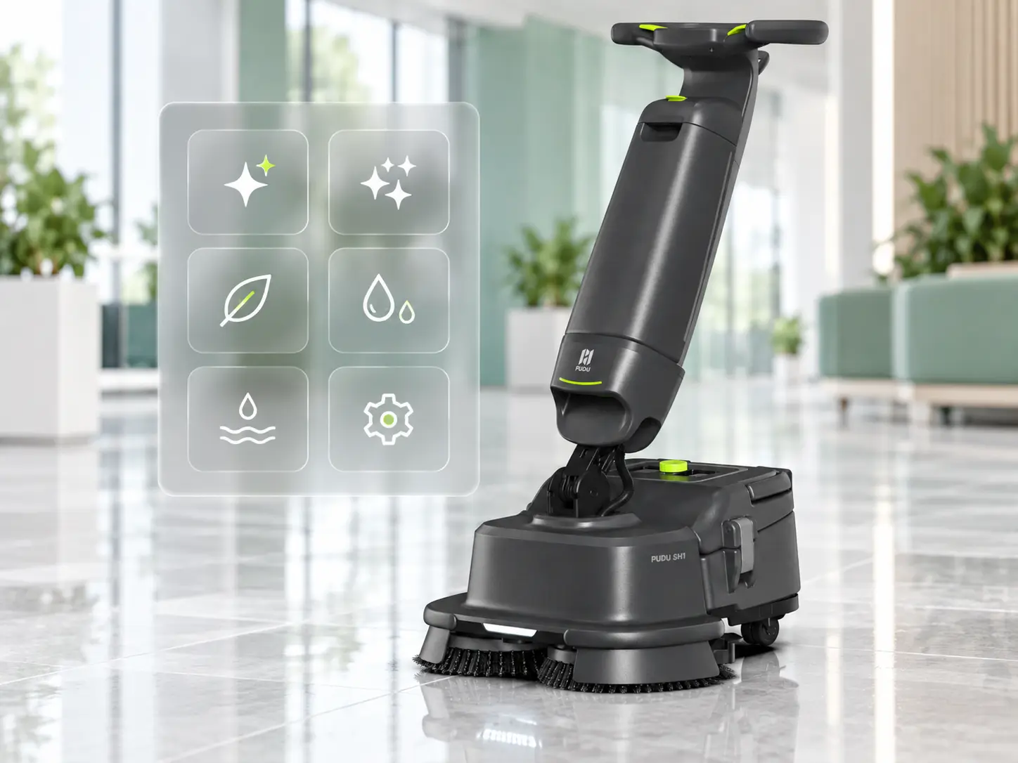PUDU SH1 commercial floor cleaning modes