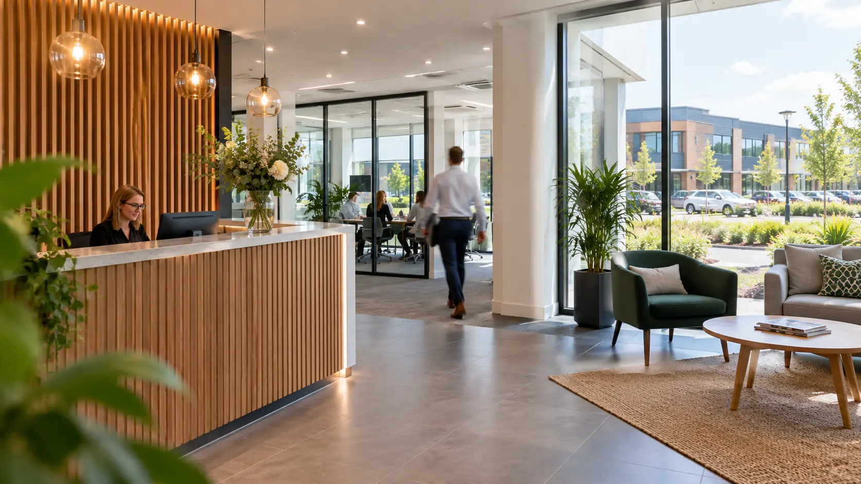 Cleaning machines in a commercial office