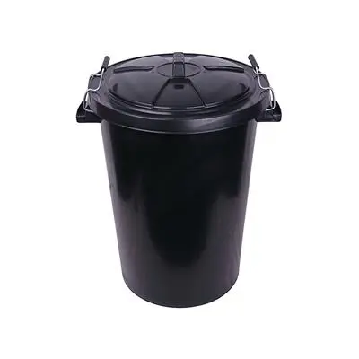 Black 90L Dustbin