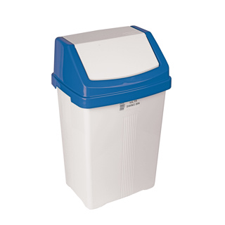 White Swing Bin & Blue Lid - 50 Litre