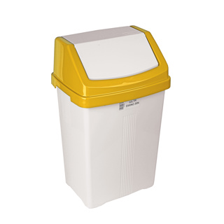 White Swing Bin & Yellow Lid - 50 Litre