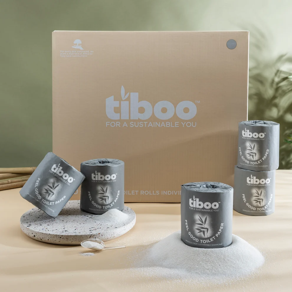 Tiboo Luxury Sugarcane Toilet Rolls - Case of 40 (Grey)