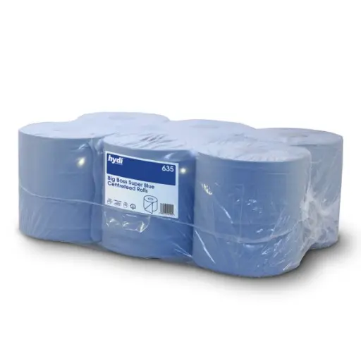 [H635] Embossed Centrefeed Blue Roll - 6 x 150m
