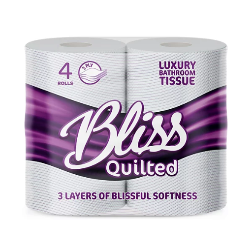 [BTQ3PLY4PK] Bliss Triple Quilted Luxury Toilet Roll - 10 x Pack of 4