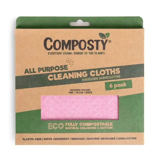 [COMPOSTY-SDC-6-ASSORT] Composty Super Absorbent Swedish Dishcloths - Pack of 6