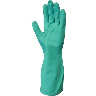 [VP3049] Flock Lined Nitrile Gauntlets Green - Large (size 9)