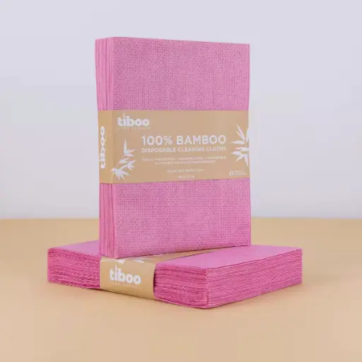 [TC102-250] Tiboo Pure Bamboo Pink Heavy Duty Cloths (250)