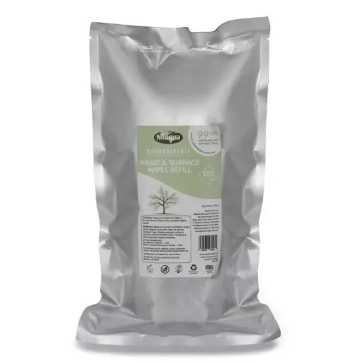 [NB12B100-8] Hand and Surface Bio Wipes Canister Refill - 8 x Pack of 100