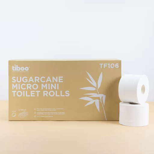 [TF120] Tiboo Sugarcane Pure Micro Jumbo Toilet Rolls - 120m
