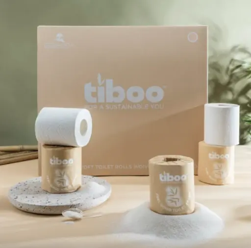 [TF300-B] Tiboo Luxury Sugarcane Toilet Rolls - Case of 40 (Black)