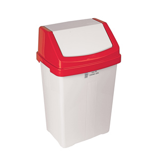 [RS101735R] White Swing Bin & Red Lid - 50 Litre