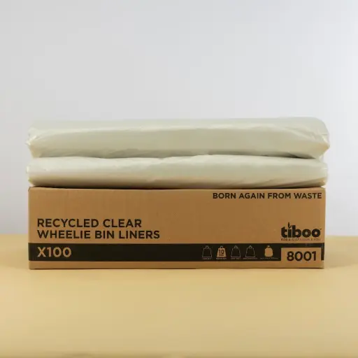 [H8001] Clear Medium Duty Clear Wheelie Bin Liners - Box of 100