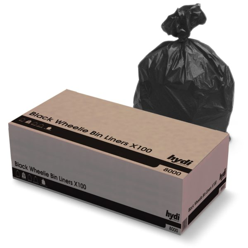 [H8000] Black Wheelie Bin Liner Pack of 100